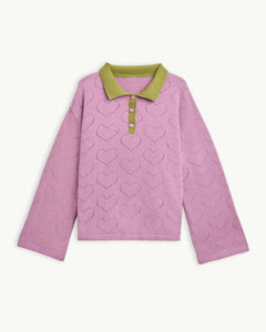 Happymess - Pullover aus Bio - Baumwolle • blush hearts - Pullover - ROSA ECK