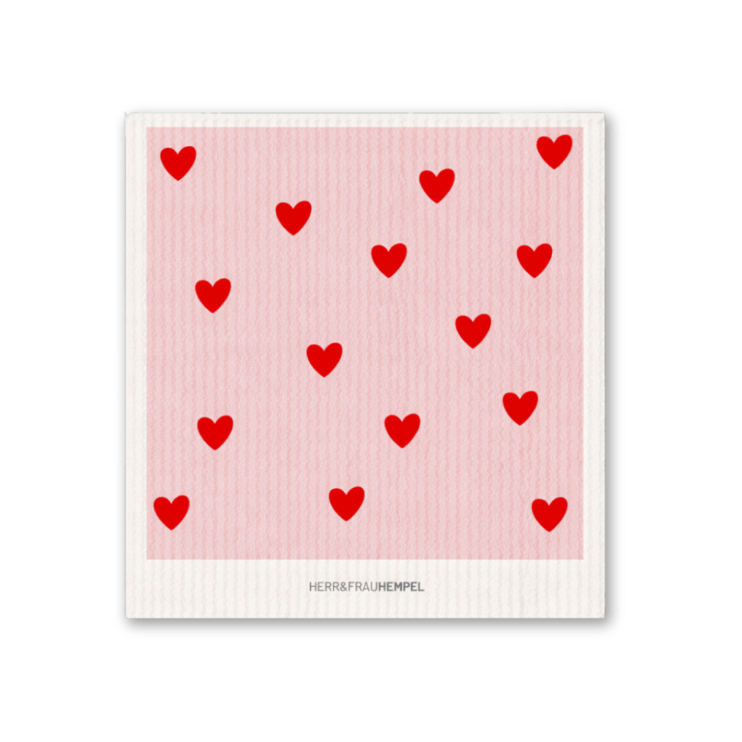 HERR&FRAUHEMPEL - Schwammtuch • Hearts - ROSA ECK
