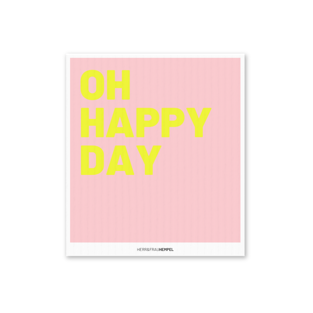 HERR&FRAUHEMPEL - Schwammtuch • Oh Happy Day - Schwammtuch - ROSA ECK