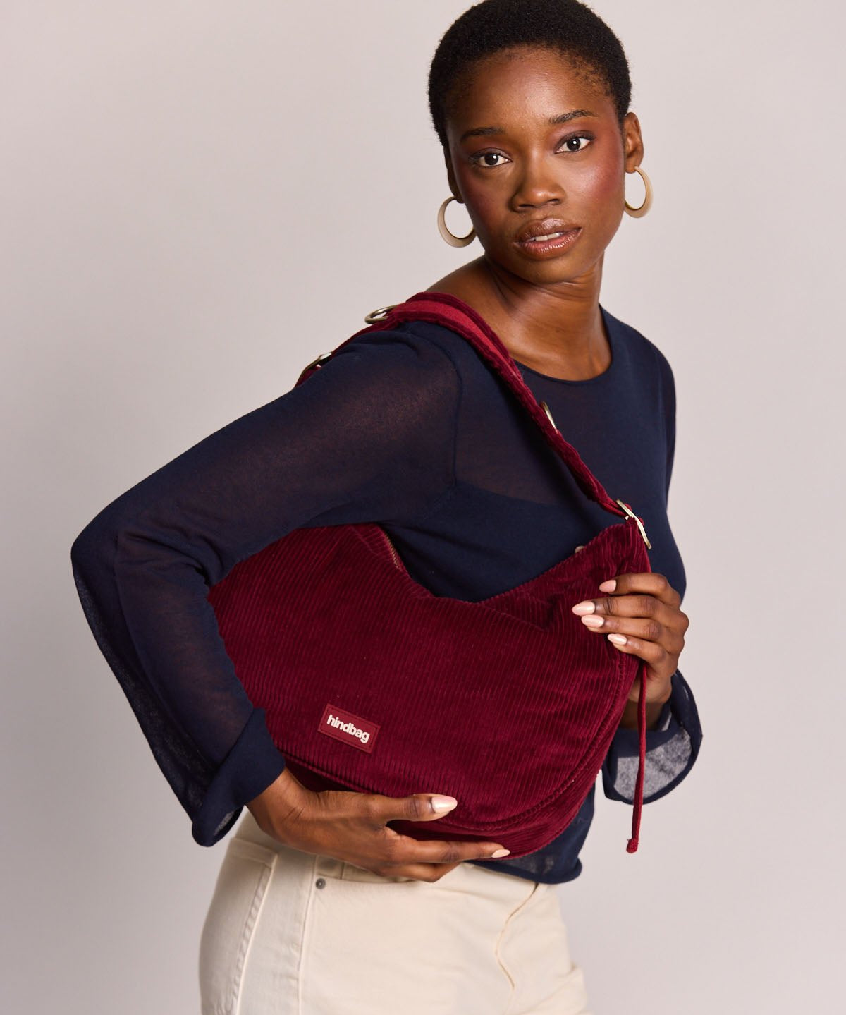 Hindbag - BIANCA Schultertasche • Cord Bordeauxrot - ROSA ECK