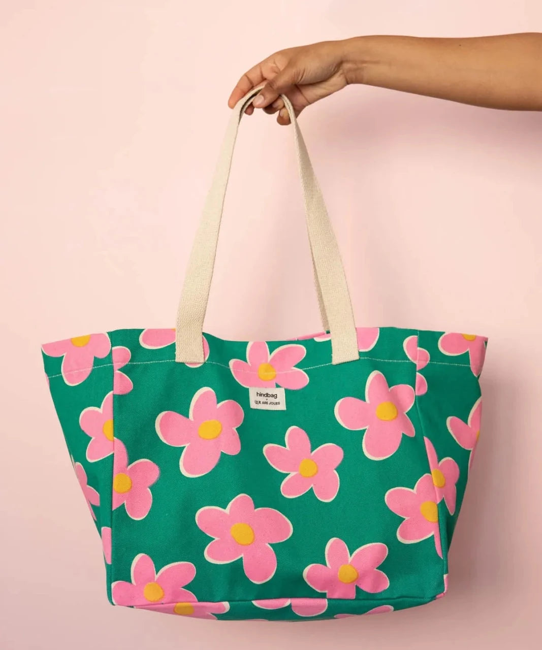 Hindbag - CLAUDE Einkaufstasche • Big Flowers - ROSA ECK