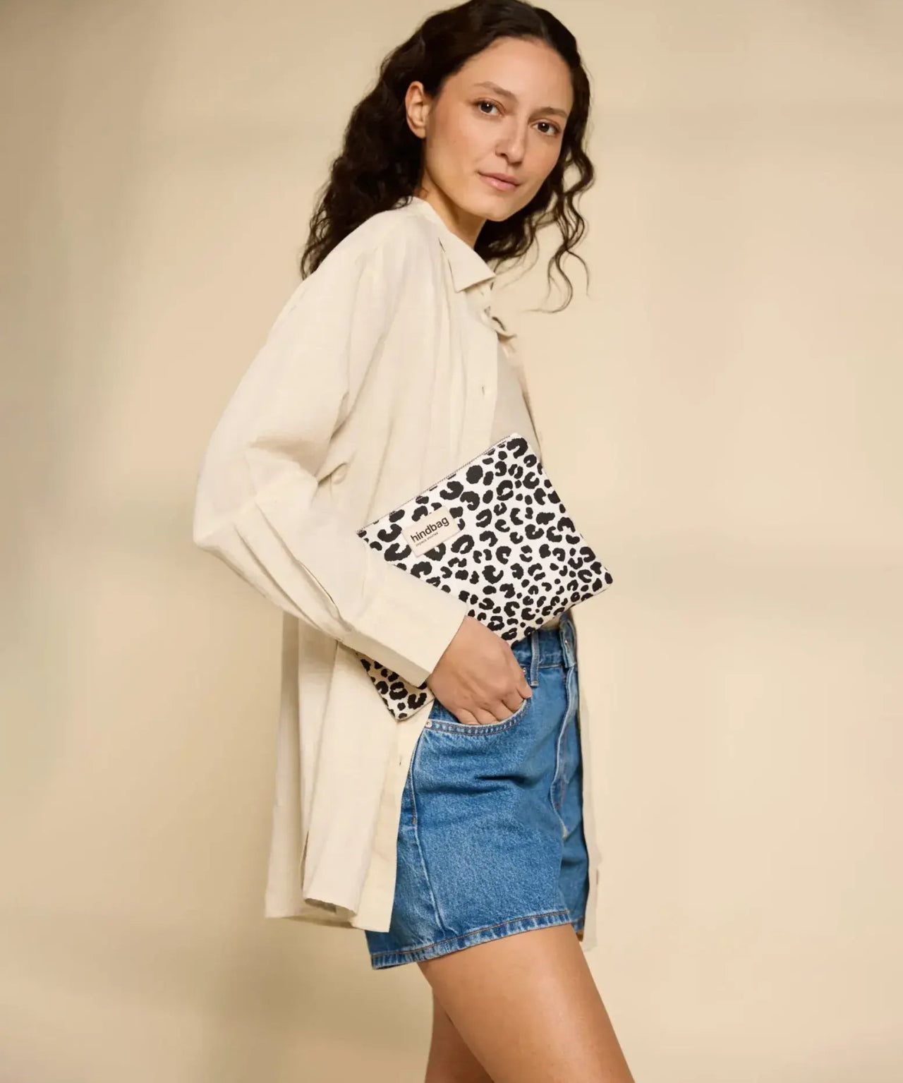 Hindbag - EMA Handtasche mit Reisverschluss | Leopard Ecru - Beutel - ROSA ECK Concept Store