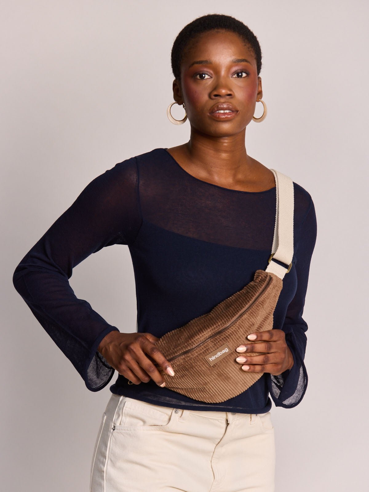 Hindbag - OLIVIA Bauchtasche • Cord Macchiato - ROSA ECK