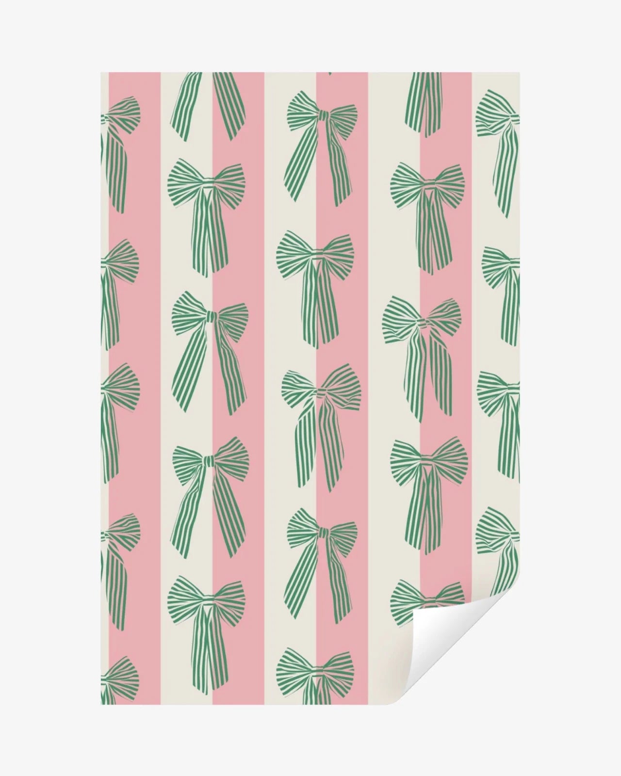 Kado Design - Geschenkpapier-Rolle • Grün Schleifen/Streifen - ROSA ECK