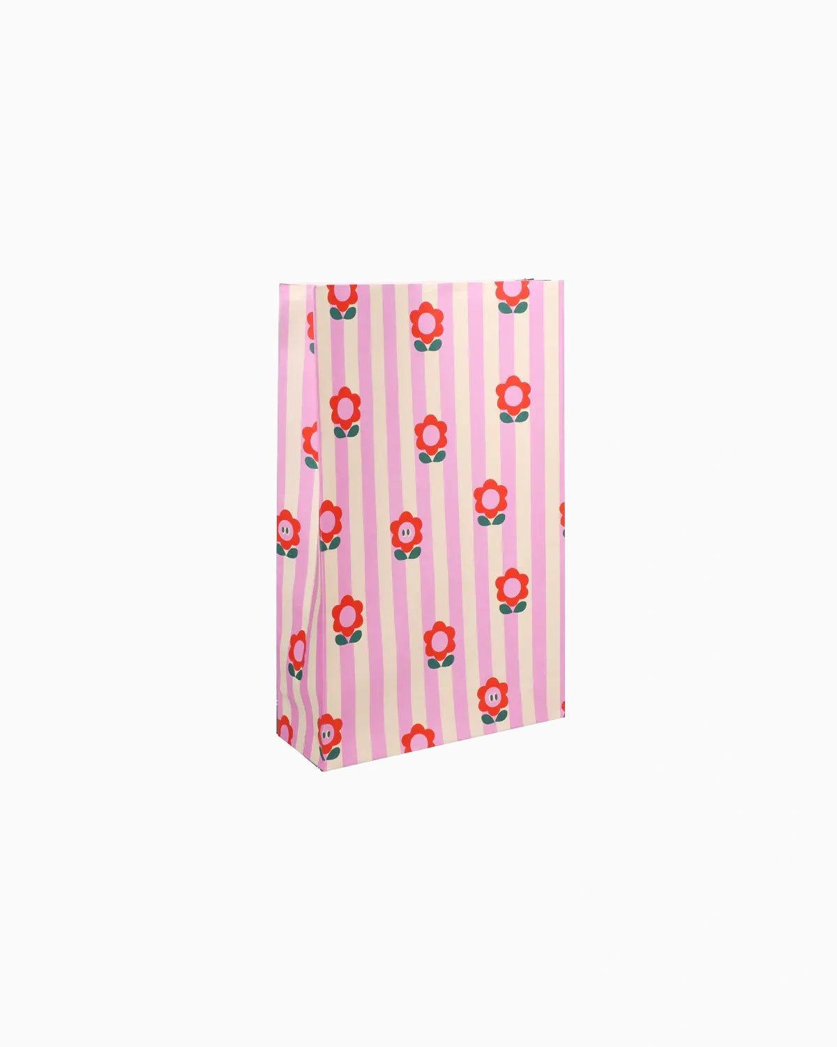 Kado Design - Geschenktüte mit Boden • Blumen/Streifen - Geschenkverpackung - ROSA ECK