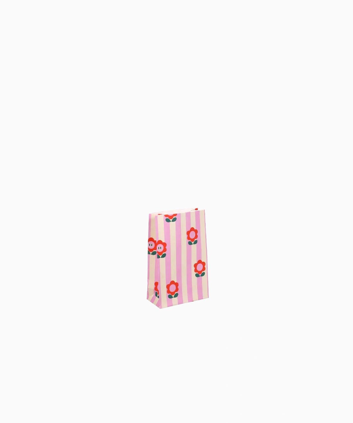Kado Design - Geschenktüte mit Boden • Blumen/Streifen - Geschenkverpackung - ROSA ECK