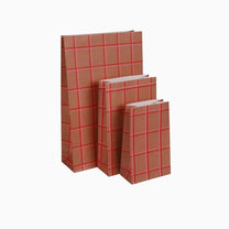 Kado Design - Geschenktüte mit Boden • Braun/Rosa/Rot - Geschenkverpackung - ROSA ECK