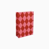 Kado Design - Geschenktüte mit Boden • Kariert Rot/Rosa - Geschenkverpackung - ROSA ECK