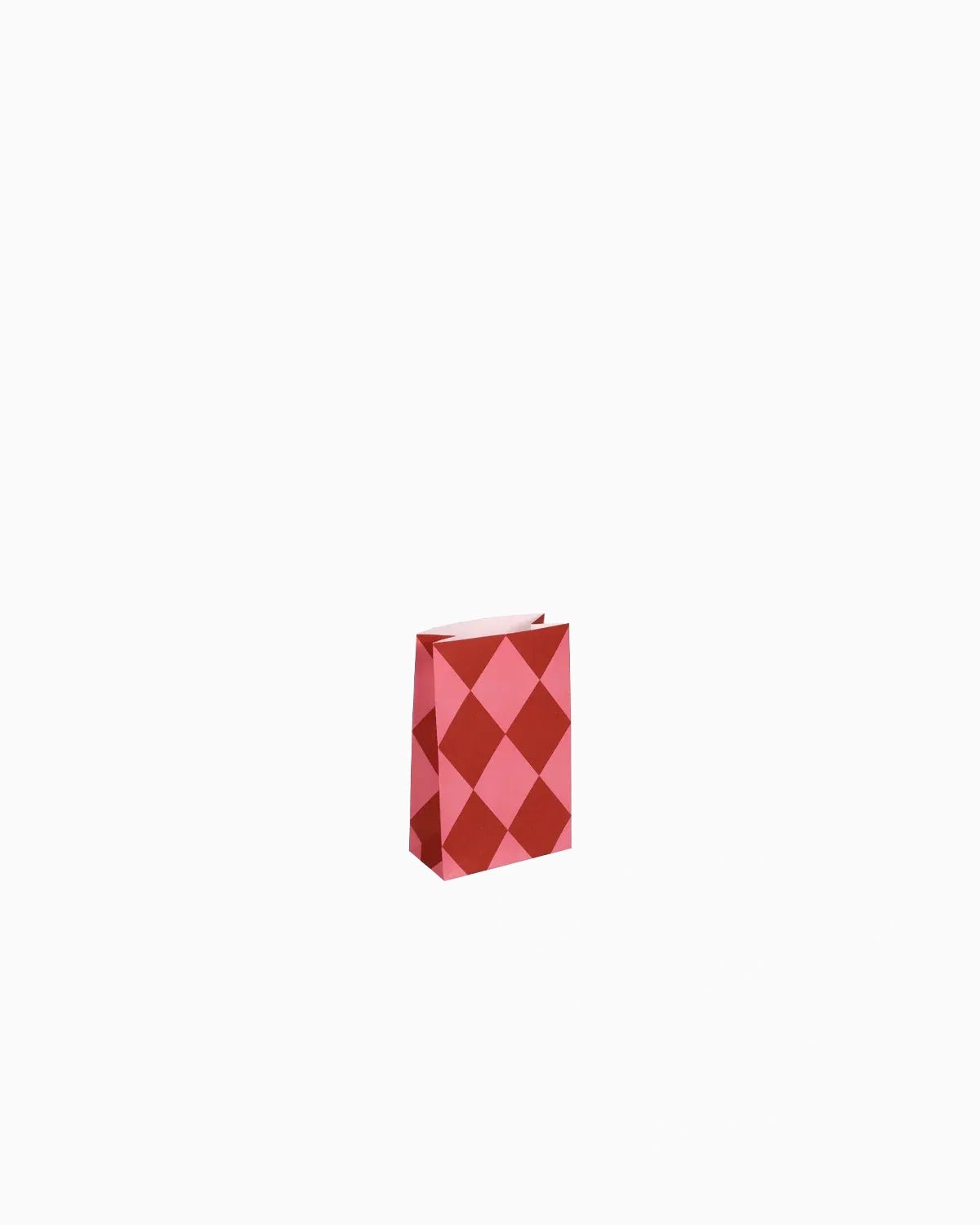 Kado Design - Geschenktüte mit Boden • Kariert Rot/Rosa - Geschenkverpackung - ROSA ECK