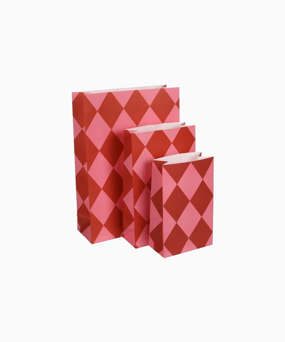 Kado Design - Geschenktüte mit Boden • Kariert Rot/Rosa - Geschenkverpackung - ROSA ECK