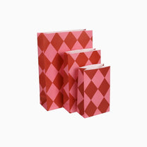 Kado Design - Geschenktüte mit Boden • Kariert Rot/Rosa - Geschenkverpackung - ROSA ECK