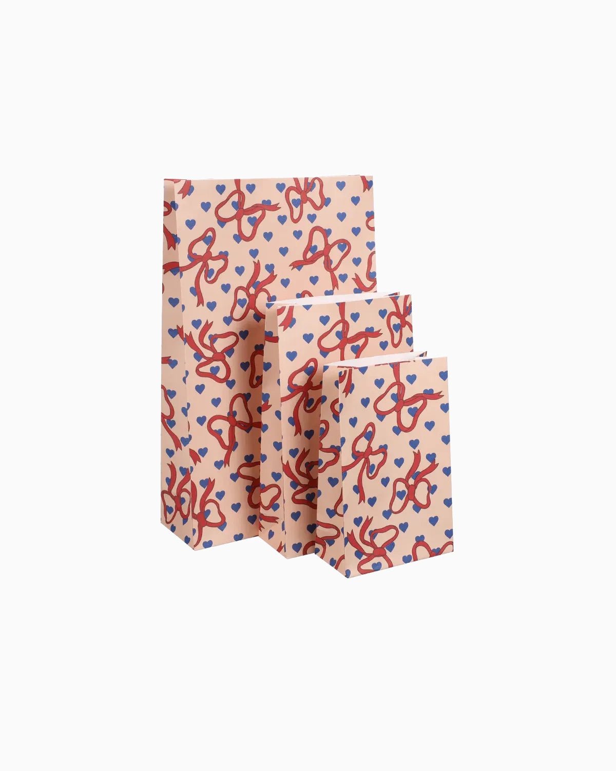 Kado Design - Geschenktüte mit Boden • Schleifen/Herz - Geschenkverpackung - ROSA ECK