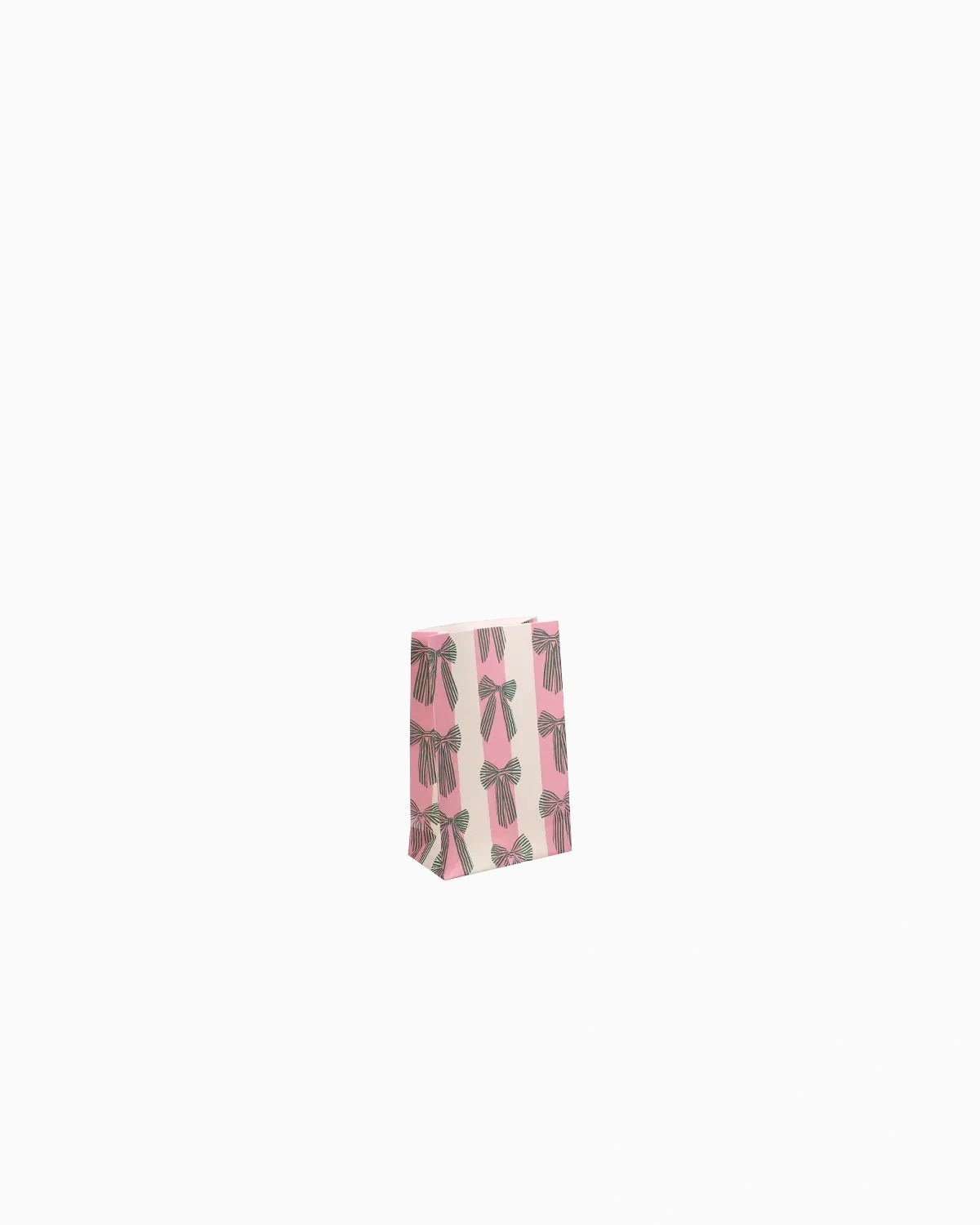 Kado Design - Geschenktüte mit Boden • Schleifen/Streifen Grün/Rosa - Geschenkverpackung - ROSA ECK
