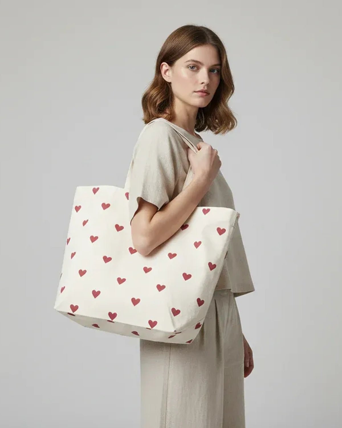 Kado Design - Große Tragetasche • Herzen Dunkelrot - Tasche - ROSA ECK