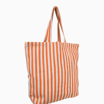 Kado Design - Große Tragetasche Natur • Streifen Orange - Tasche - ROSA ECK