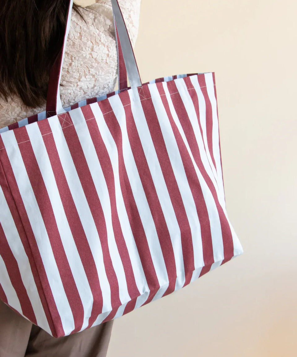 Kado Design - Strandtasche aus Baumwolle • Hellblau/Braun gestreift - Tasche - ROSA ECK Concept Store