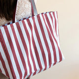Kado Design - Strandtasche aus Baumwolle • Hellblau/Braun gestreift - Tasche - ROSA ECK Concept Store
