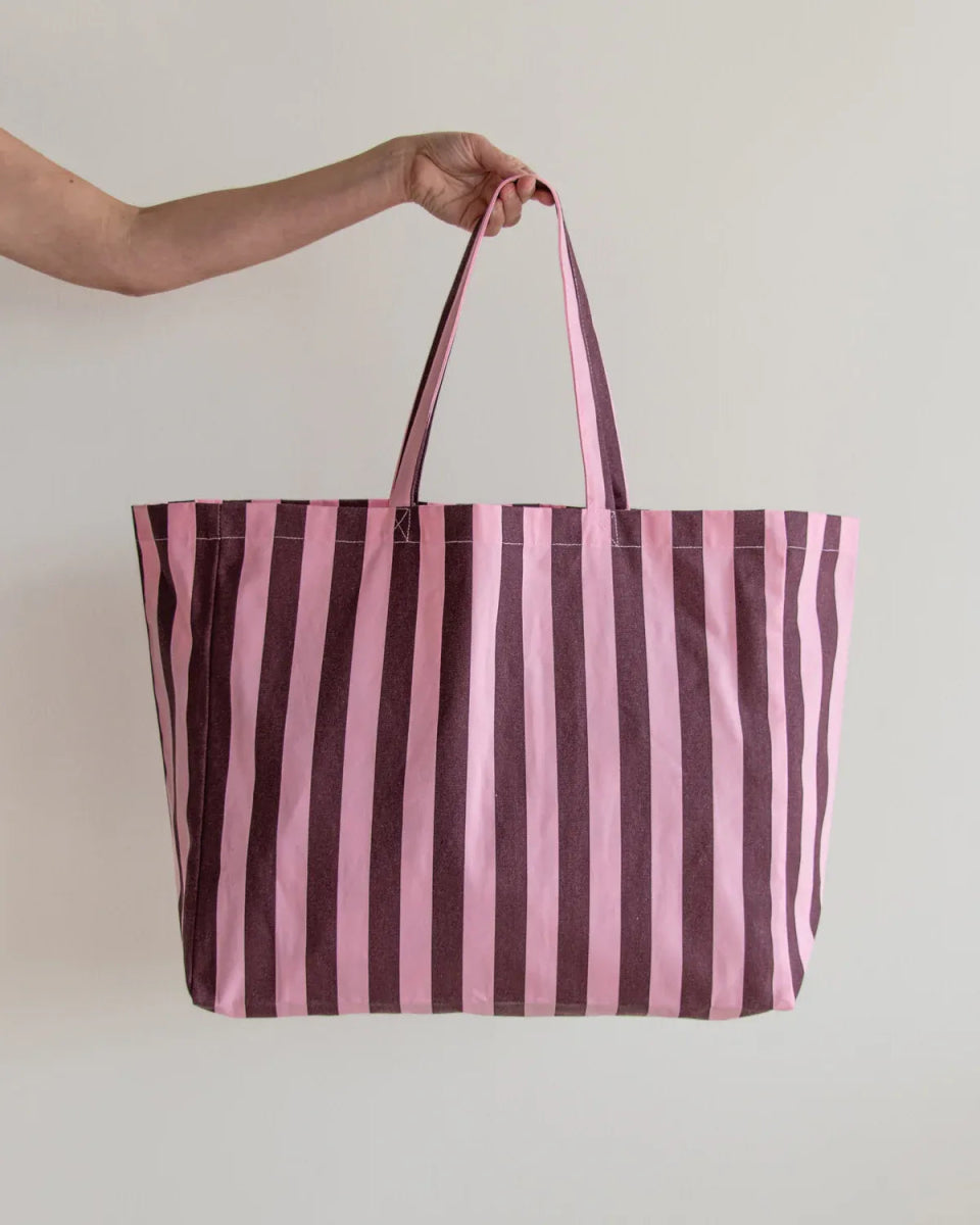 Kado Design - Strandtasche aus Baumwolle • Pink/Braun gestreift - Tasche - ROSA ECK Concept Store