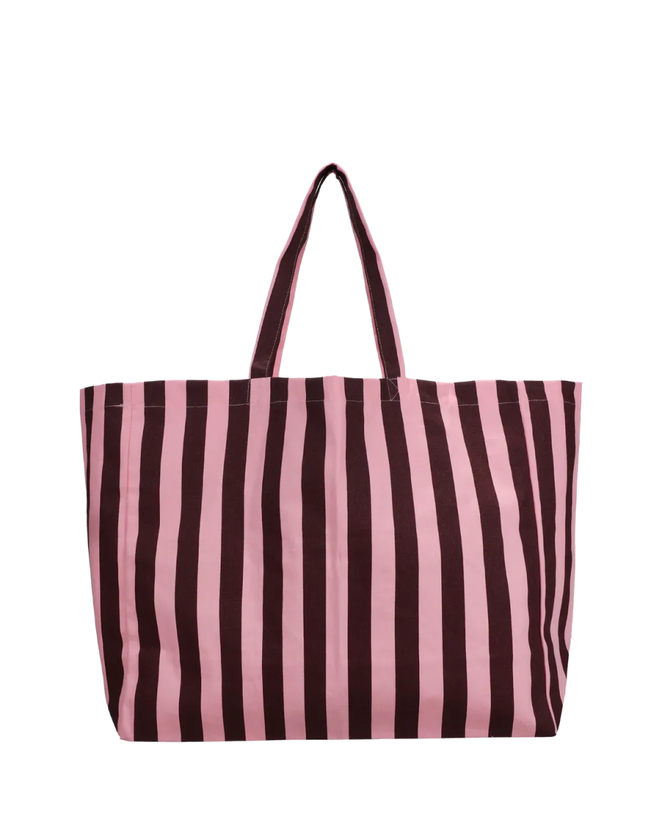 Kado Design - Strandtasche aus Baumwolle • Pink/Braun gestreift - Tasche - ROSA ECK Concept Store
