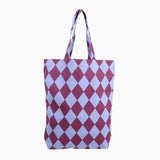 Kado Design - Tragetasche aus Baumwolle • Blau / Lila kariert - Tasche - ROSA ECK Concept Store