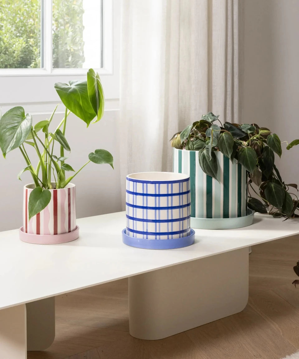 &Klevering - CLASH Blumentopf • Streifen - ROSA ECK