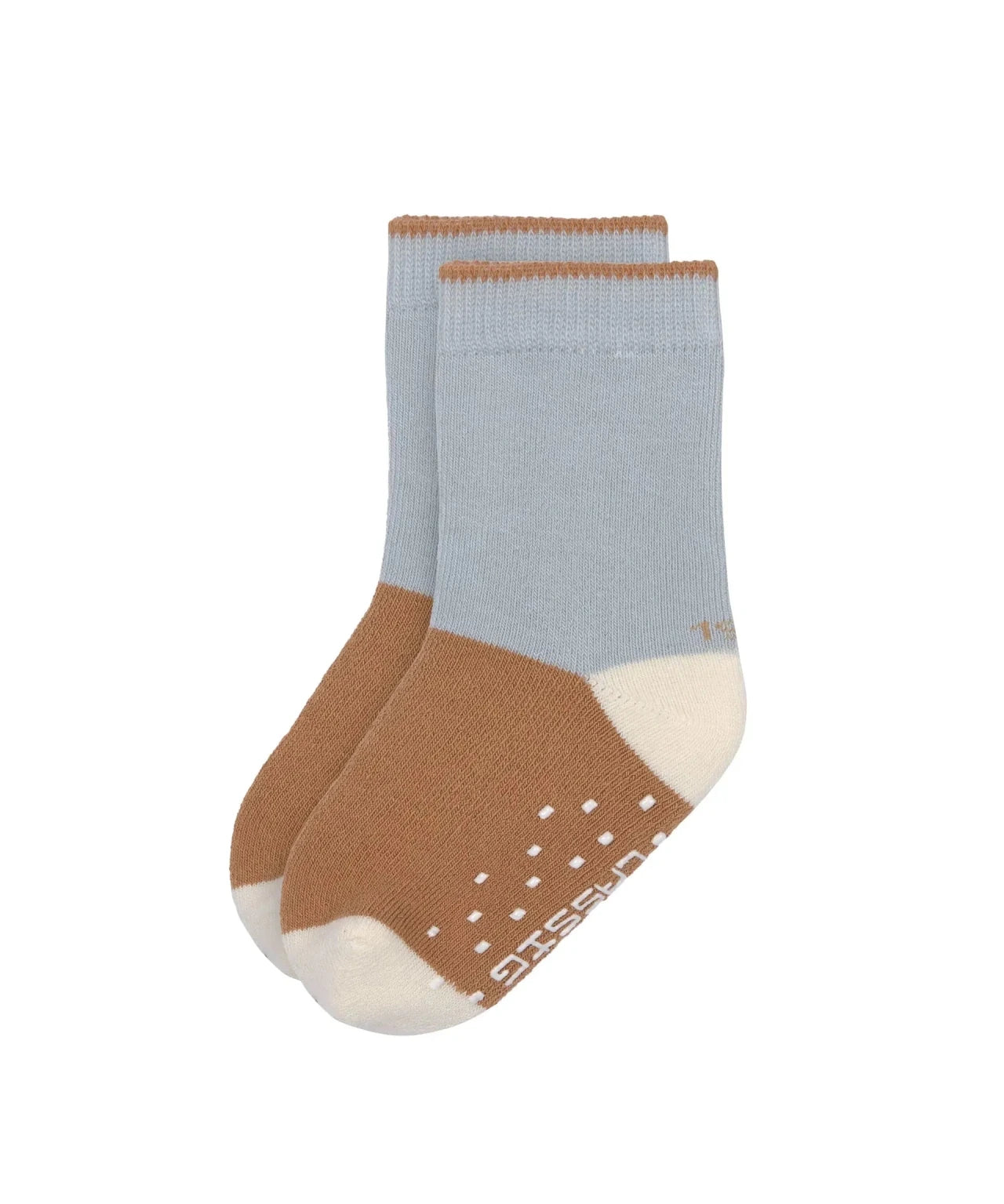 Lässig - Anti - Rutsch - Socken für Kinder • Hellblau/Karamell - ROSA ECK