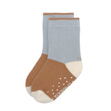 Lässig - Anti - Rutsch - Socken für Kinder • Hellblau/Karamell - ROSA ECK