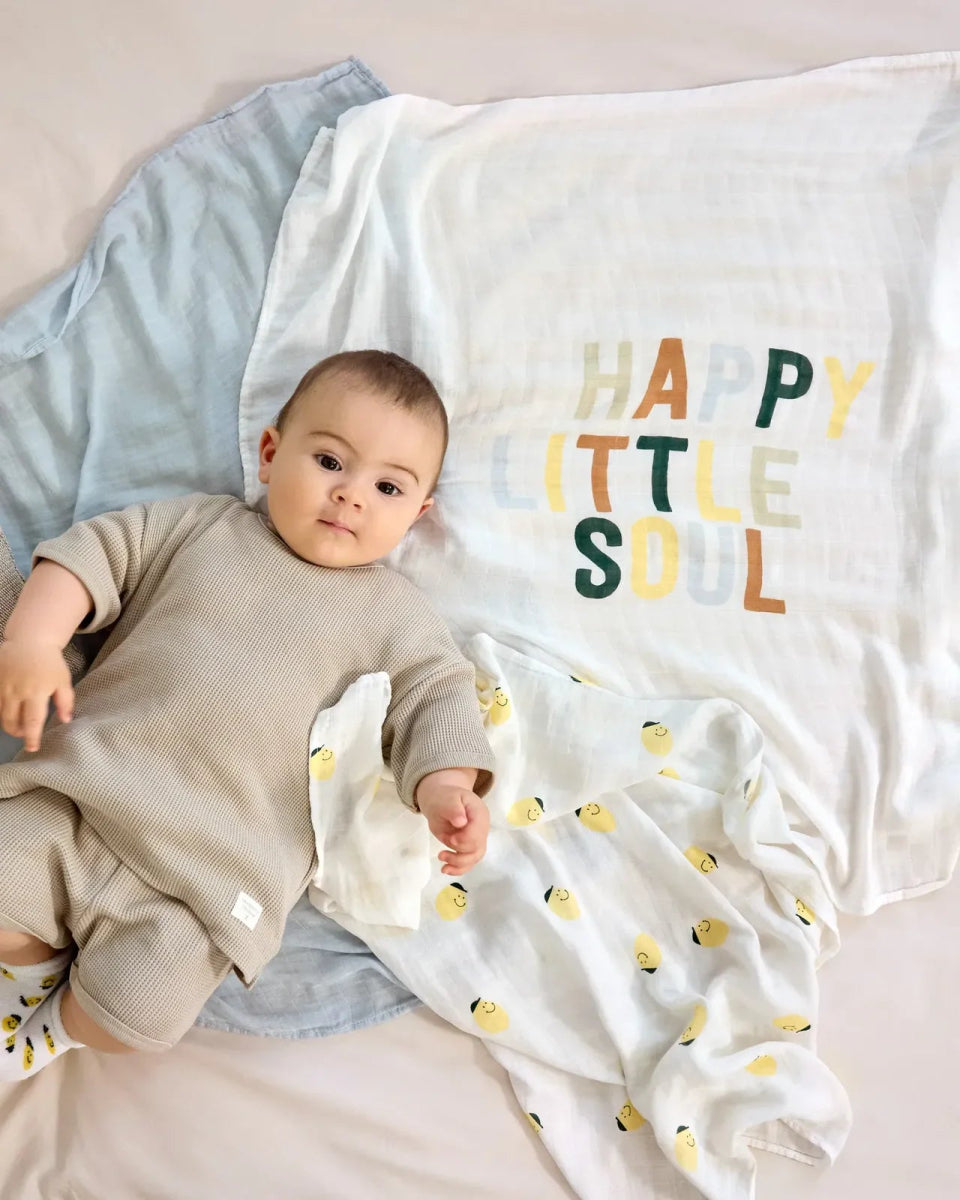 Lässig - HAPPY FRUITS Mulltücher aus Bio - Baumwolle • Zitrone - Mulltuch - ROSA ECK Concept Store