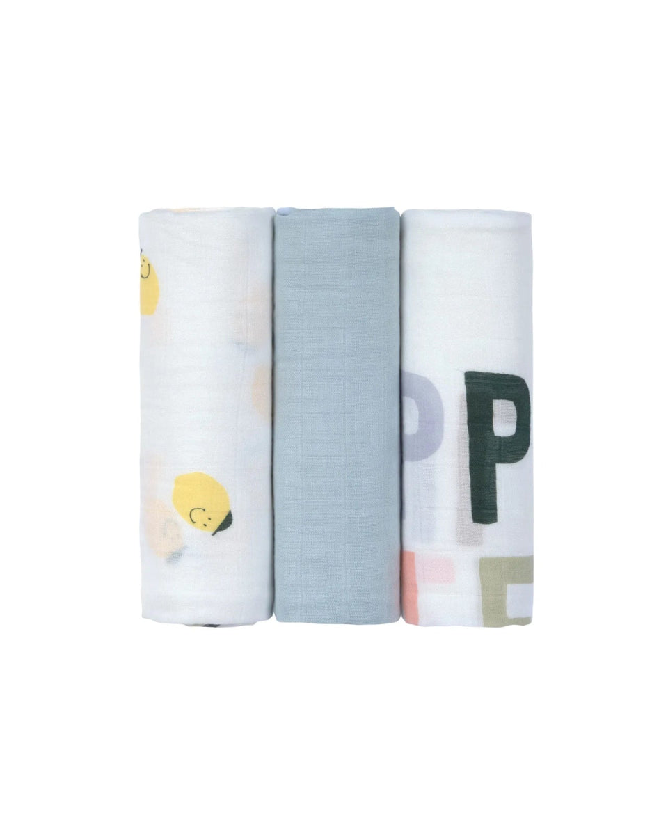 Lässig - HAPPY FRUITS Mulltücher aus Bio - Baumwolle • Zitrone - Mulltuch - ROSA ECK Concept Store