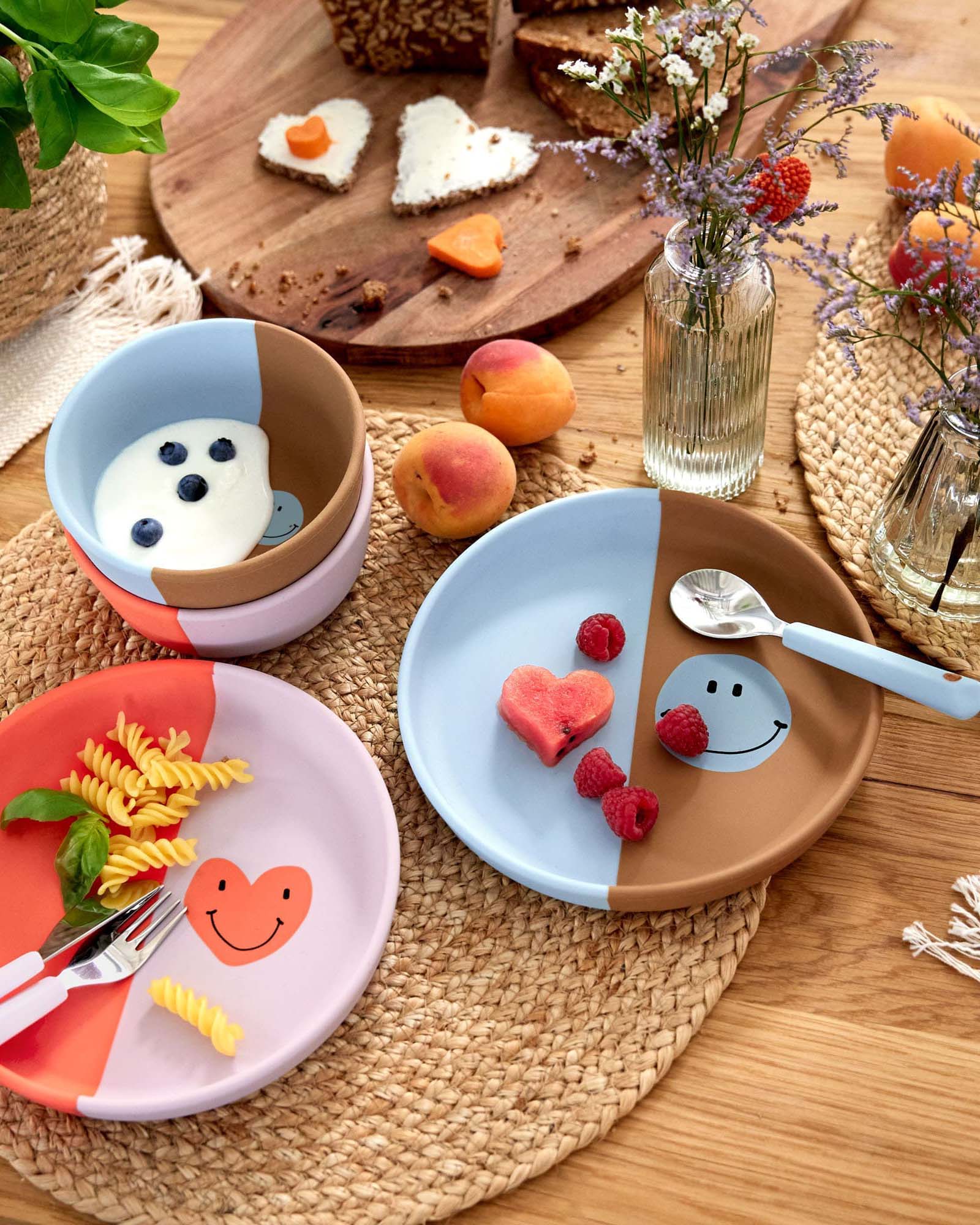 Lässig - HAPPY RASCALS Kinderschüssel aus Silikon | Smile - Kindergeschirr - ROSA ECK - Schüssel, ,