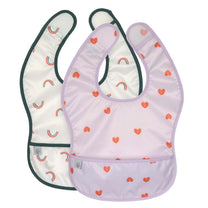 Lässig - HAPPY RASCALS Lätzchen mit Auffangschutz (2er - Set) | Herz - Lätzchen - ROSA ECK - , ,