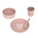 Lässig - TINY TEAM Kindergeschirr Set • Katze - ROSA ECK