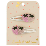 Luciole et Petit Pois - STRAWBIE THE STRAWBERRIES Mini - Haarspangen (2er - Set) - ROSA ECK