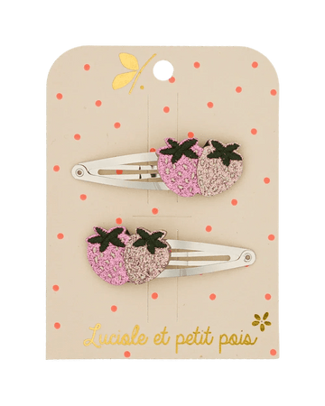 Luciole et Petit Pois - STRAWBIE THE STRAWBERRIES Mini - Haarspangen (2er - Set) - ROSA ECK