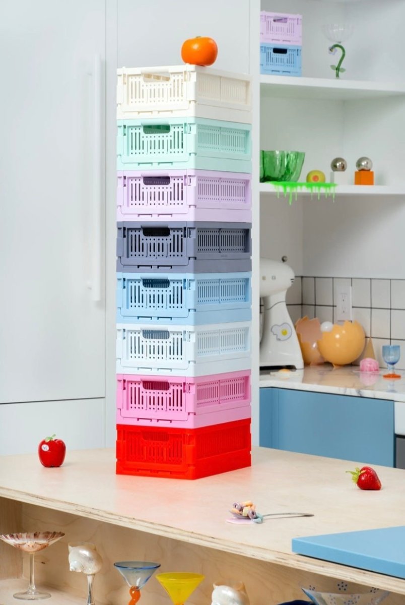Made Crate - Klappbox Mini Blue Grey - ROSA ECK - Grau, ,