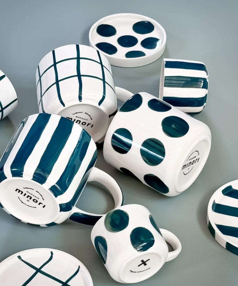 Magazin Minori - STRIPES Espressotasse mit Untersetzer • gentle green - ROSA ECK Concept Store