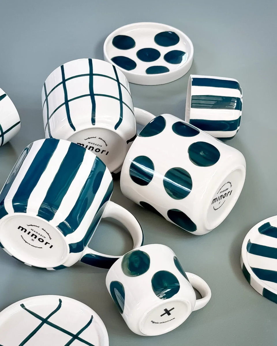 Magazin Minori - STRIPES Espressotasse mit Untersetzer • gentle green - ROSA ECK Concept Store