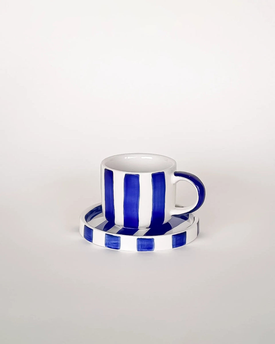 Magazin Minori - STRIPES Espressotasse mit Untersetzer • mare blue - ROSA ECK Concept Store