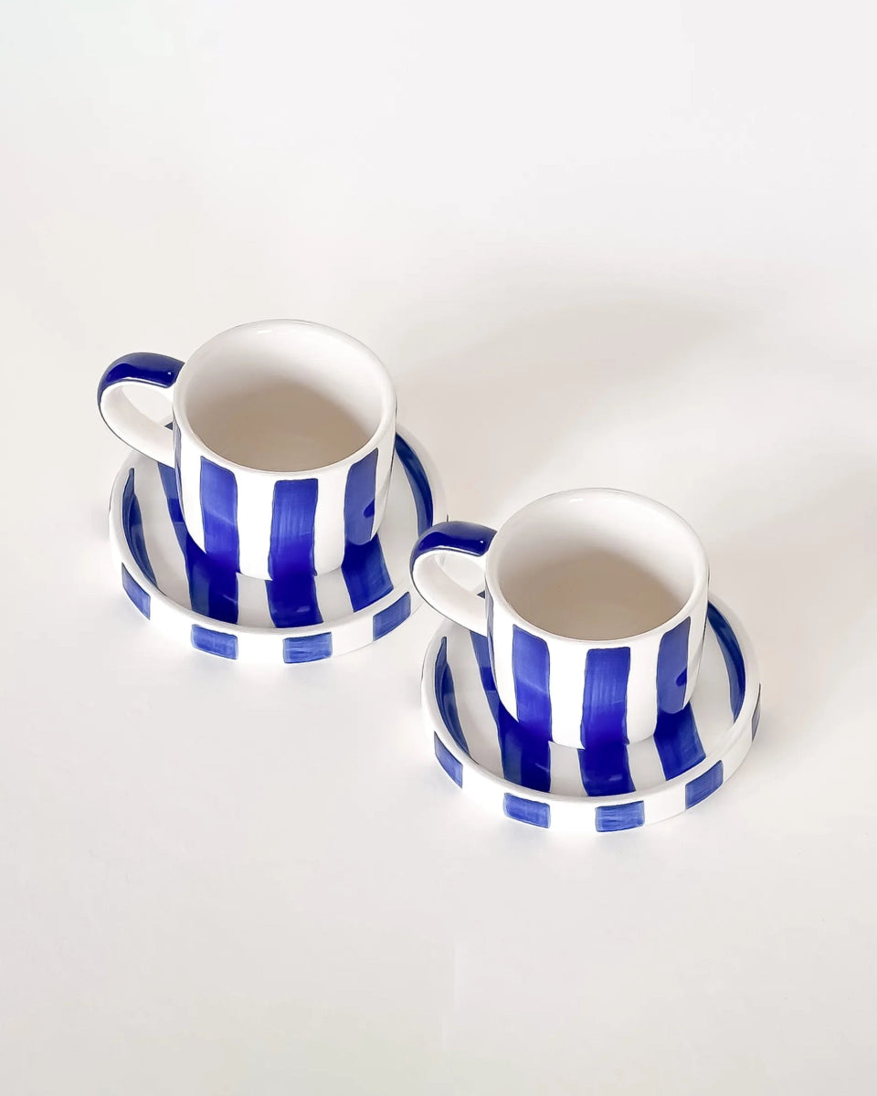 Magazin Minori - STRIPES Espressotasse mit Untersetzer • mare blue - ROSA ECK Concept Store