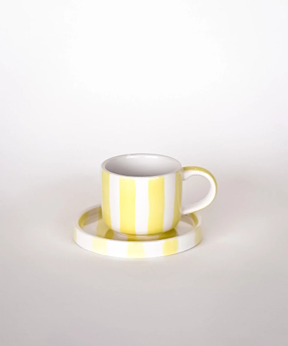 Magazin Minori - STRIPES Espressotasse mit Untersetzer • spiaggia yellow - ROSA ECK Concept Store