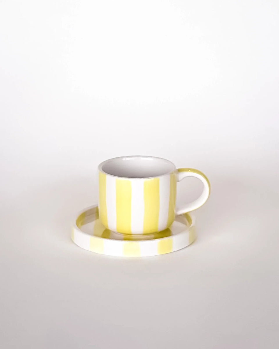 Magazin Minori - STRIPES Espressotasse mit Untersetzer • spiaggia yellow - ROSA ECK Concept Store