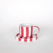 Magazin Minori - STRIPES Espressotasse mit Untersetzer • tramonto red - ROSA ECK Concept Store