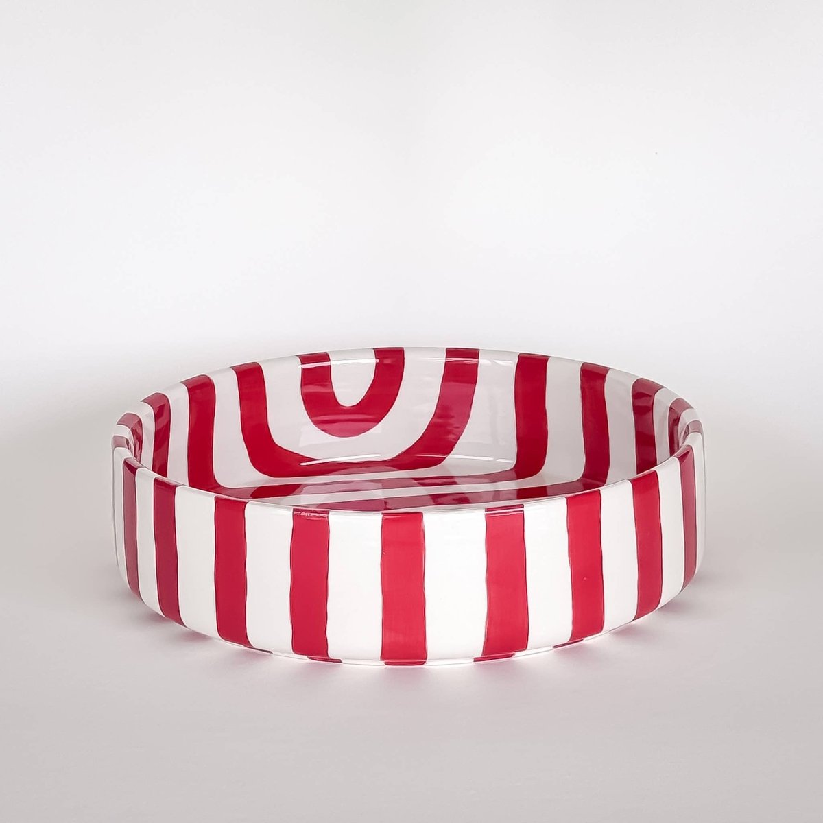 Magazin Minori - STRIPES Große Schale mit Streifen • tramonto red - Schüssel - ROSA ECK Concept Store