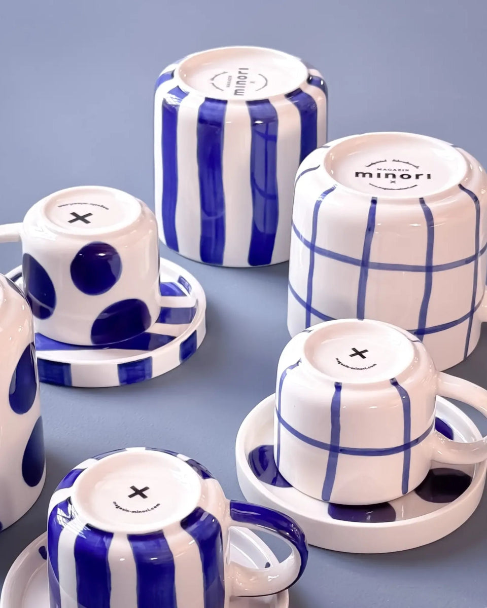 Magazin Minori - STRIPES Tasse (300 ml) • mare blue - Kaffee - und Teetasse - ROSA ECK Concept Store