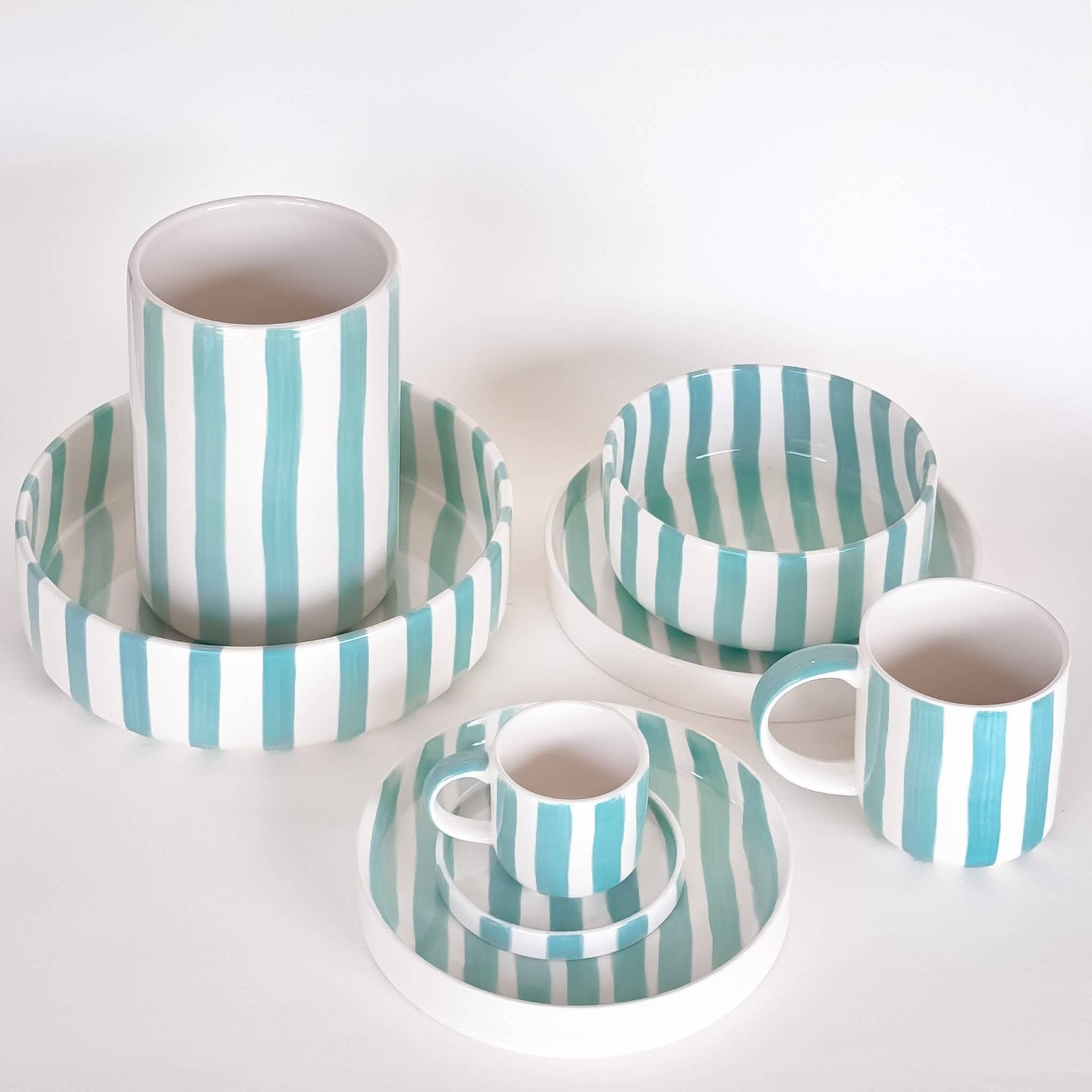 Magazin Minori - STRIPES Tasse mit Streifen • Amalfi Mint - Kaffee - und Teetasse - ROSA ECK