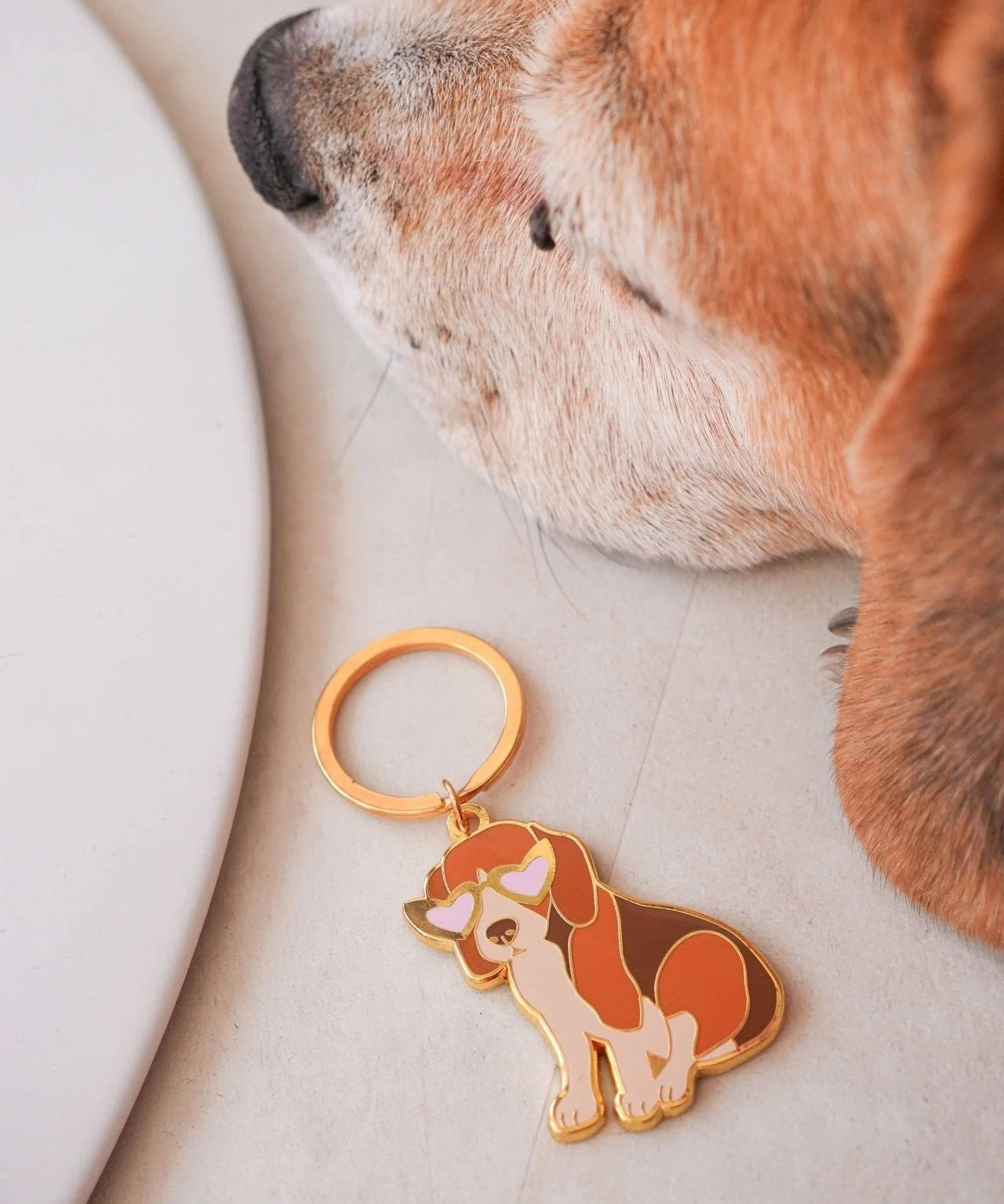 MALICIEUSE - BEAGLE Schlüsselanhänger - ROSA ECK