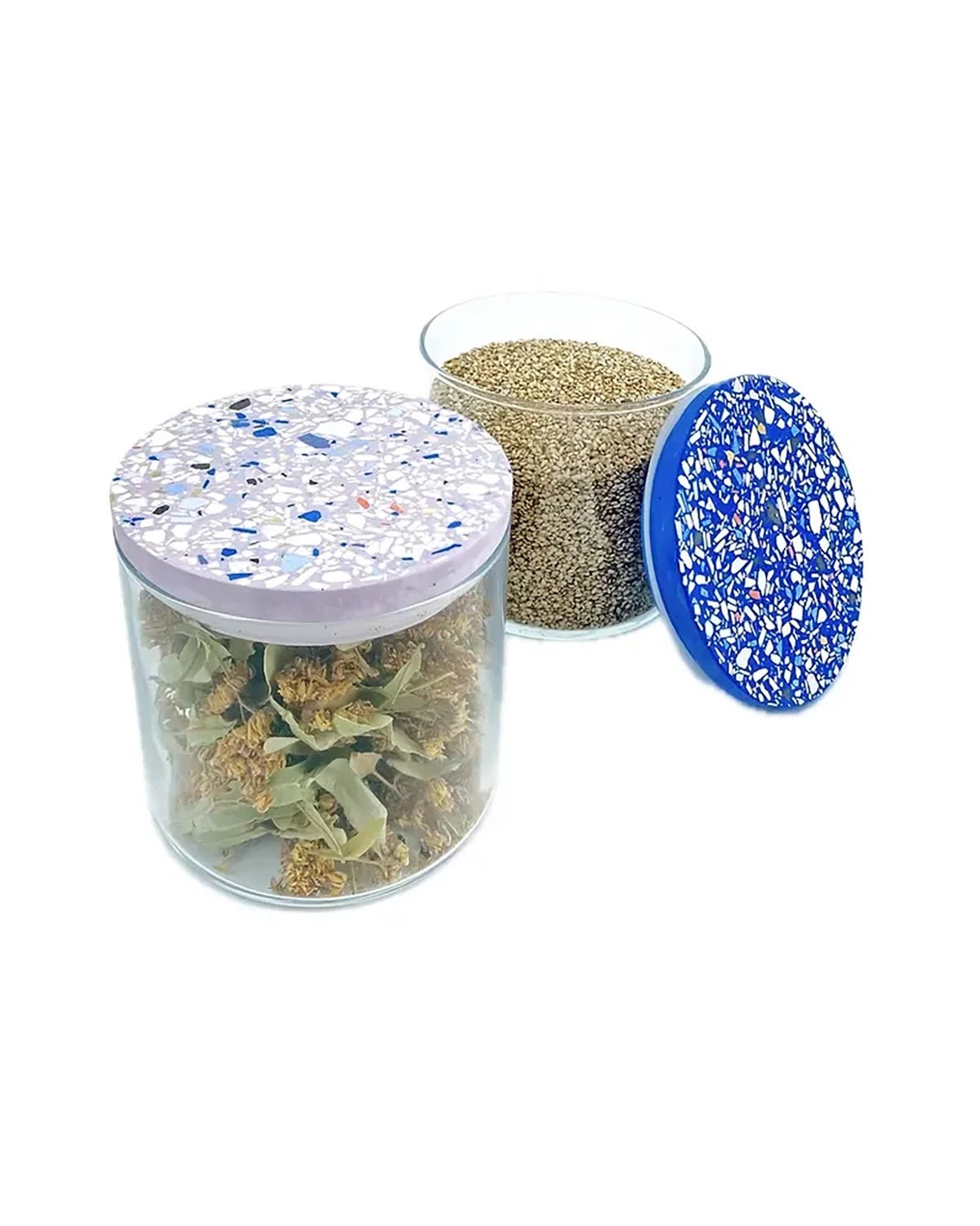 objet vague - Terrazzo Vorratsdose (700 ml) • Blau-Azul - ROSA ECK