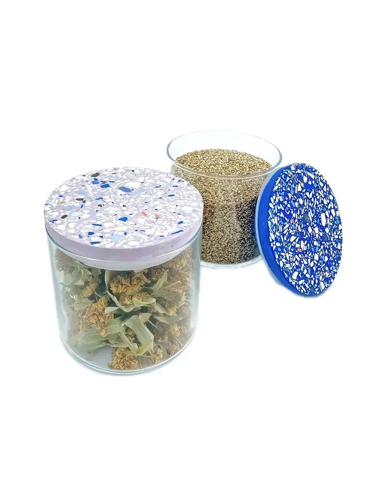 objet vague - Terrazzo Vorratsdose (700 ml) • Creme - Ocker - Dose - ROSA ECK Concept Store