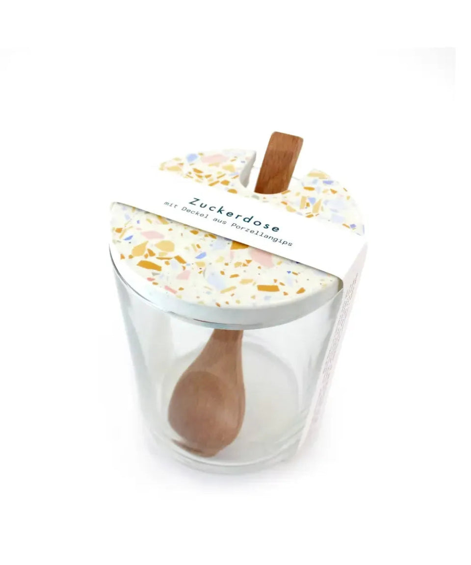 objet vague - Terrazzo Zuckerdose • Creme - ocker - Dose - ROSA ECK Concept Store