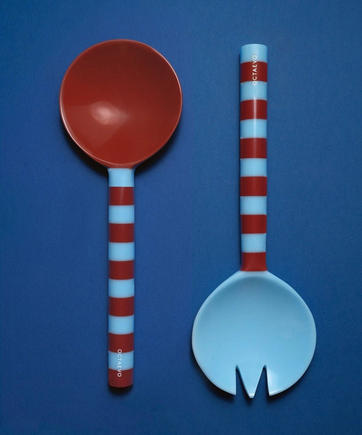 Octaevo - MEDITERRANEO Salatbesteck (2er-Set) • Bordeaux/Blau - ROSA ECK